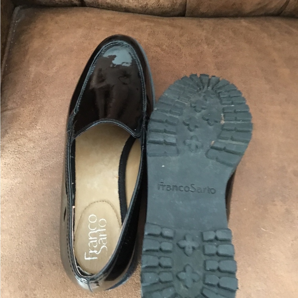 Franco Sarto Glossy Black Slip-On Women’s Loafers with Lug Sole size 8.5 - Picture 3 of 4